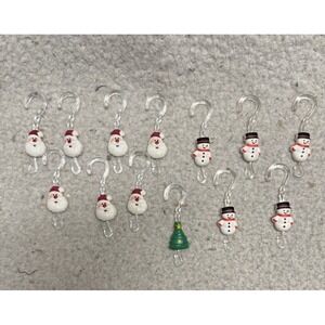 Vintage Santa, Snowman & Christmas Tree - Christmas Ornament Hangers - 13 Total